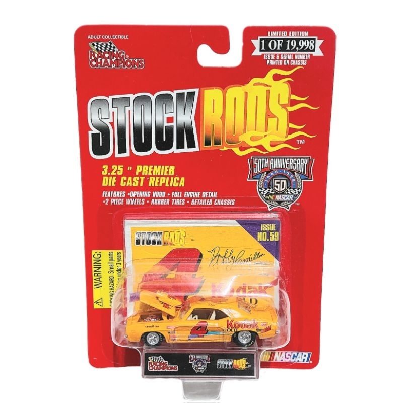 Nascar No 4 Kodak Gold Film Bobby Hamilton 69 Chevy Camaro yellow Stock Rods RACING CHAMPIONS card