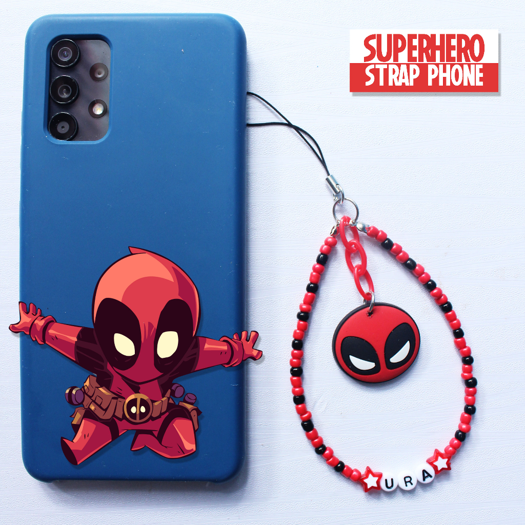 Mr Nanas Gantungan HP Lanyard Manik-manik Strap Phone Superhero Free Custom Nama