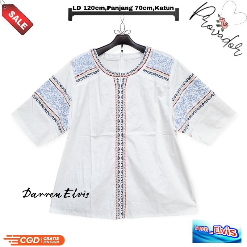 Atasan Putih Wanita Import Motif Bunga