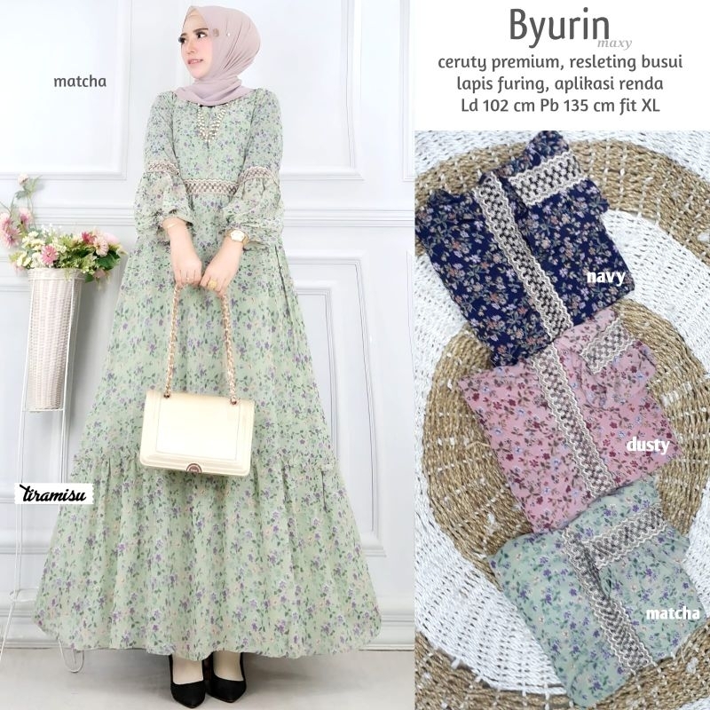 BYURIN MAXI GAMIS BUNGA DRESS ORI BY TIRAMISU