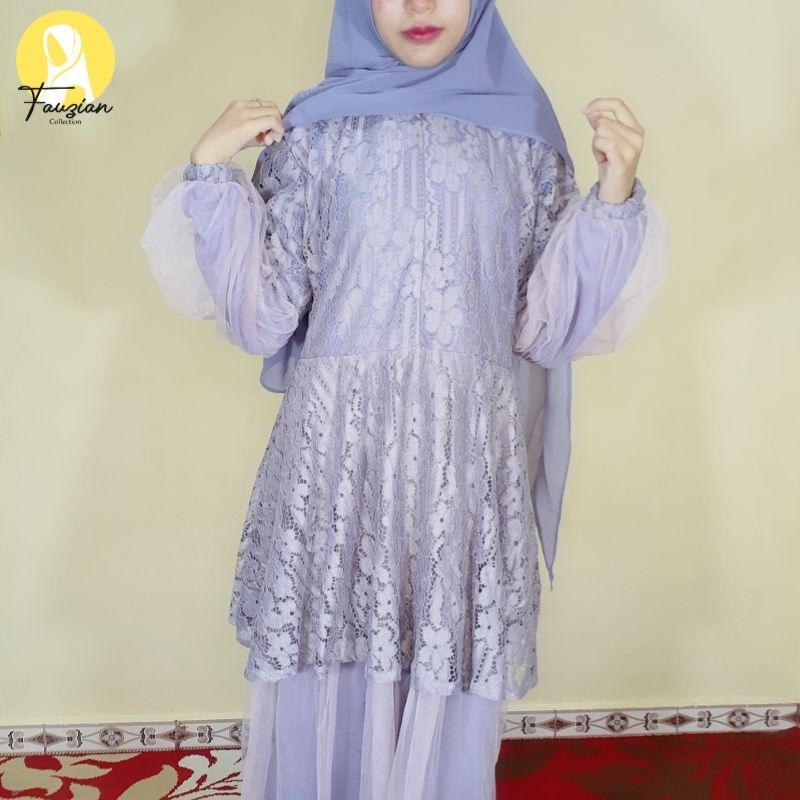 Gamis Syar'i Set Khimar Brokat Mix Tile Ceruti Babydoll / Premium Syar'i SF