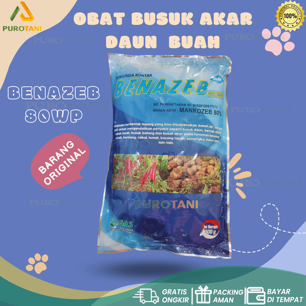 Fungisida Busuk Akar Daun Buah 500gram Mankozeb Biru Benazeb 80wp Blue