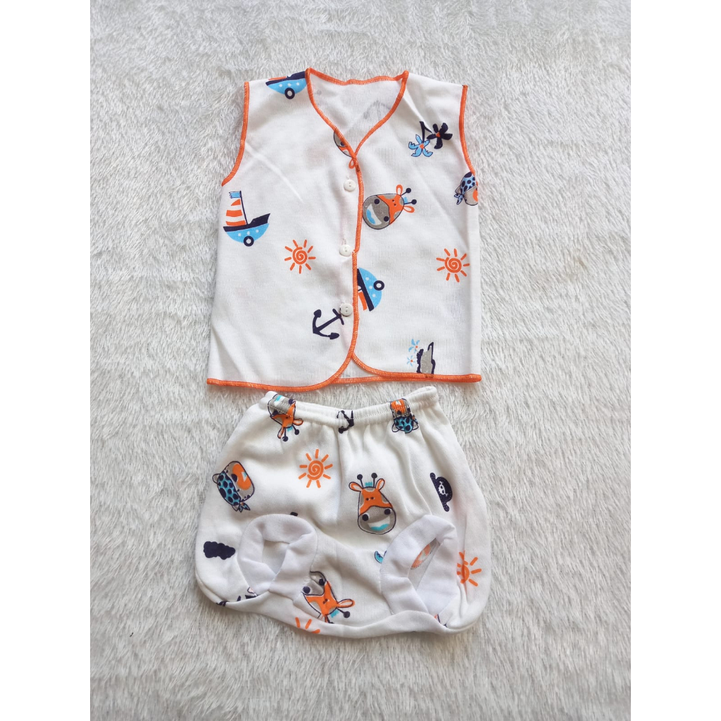 BOBOKO SETELAN Baju Newborn Sleeveless Premium Seri Animal 0-3 bulan