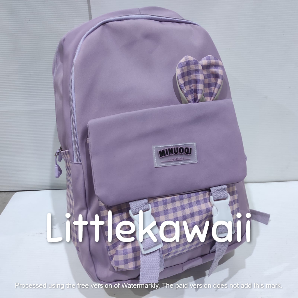 LK/Tas Ransel Laptop Backpack Parasut Sekolah Fashion Korean Style Anak Remaja Dewasa Rabbit Gesper Minuoqi Mix Import