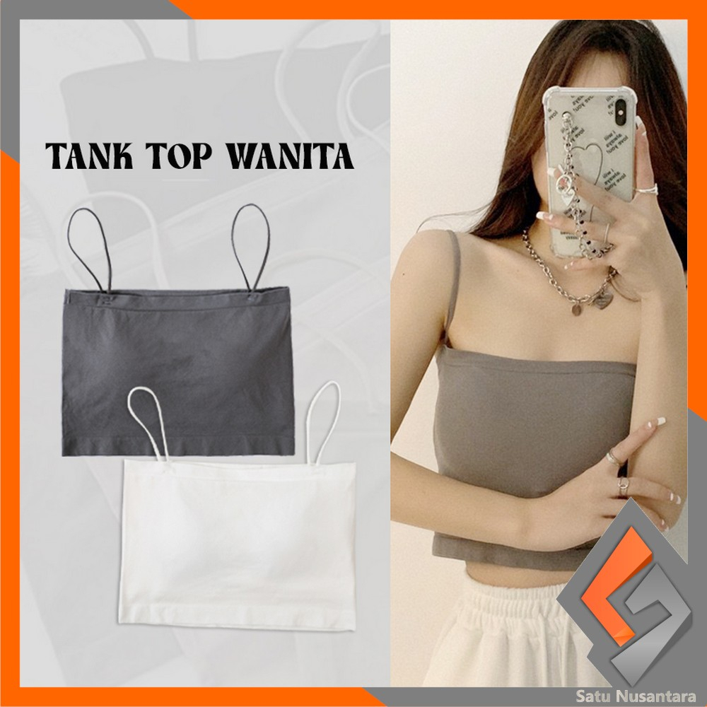 SN-P263 Tank Top Crop Tali Spagheti Tanpa Lengan Pakaian Dalam Polos Wanita / Basic Tanktop Sleevele