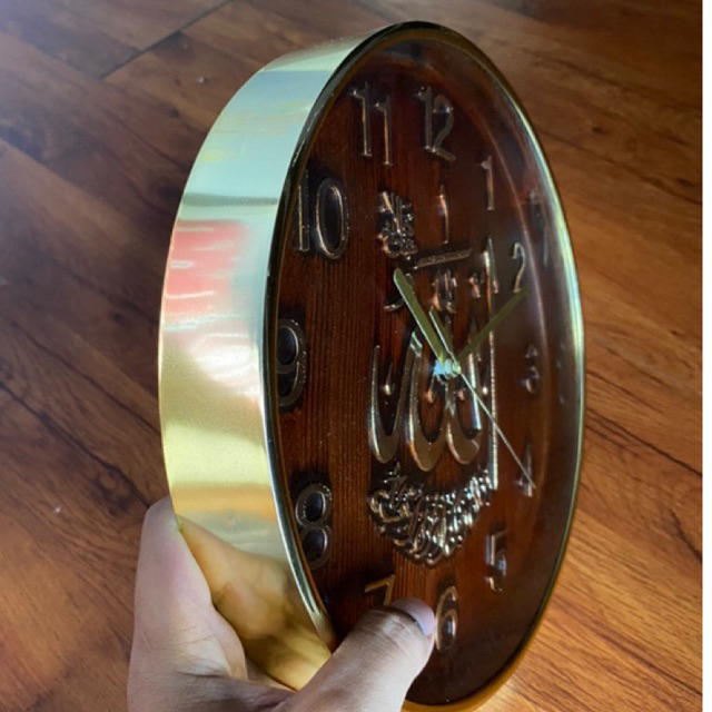 Jam Dinding Kaligrafi Emas Mewah Kayu/Jam Dinding Nikko 8821