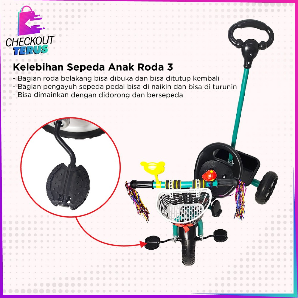 CT M307 Mainan Sepeda Anak Roda 3 Tricycle Balance Bike Sepeda Keseimbangan With Keranjang Speda Dorong Ride On Push Bike Import