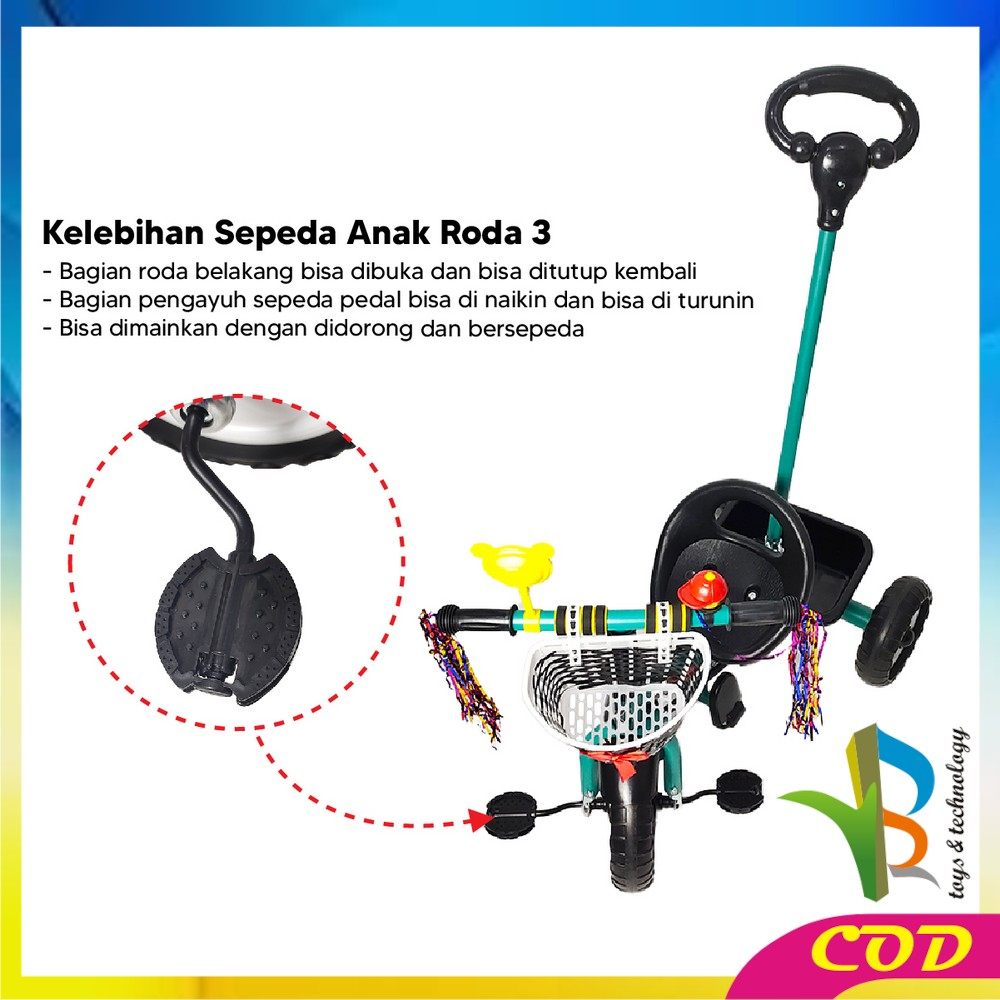 RB-M307 Mainan Sepeda Anak Roda 3 Tricycle Sepeda Keseimbangan Anak Dengan Keranjang / Balance Bike Speda Dorong Ride On Push Bike Import