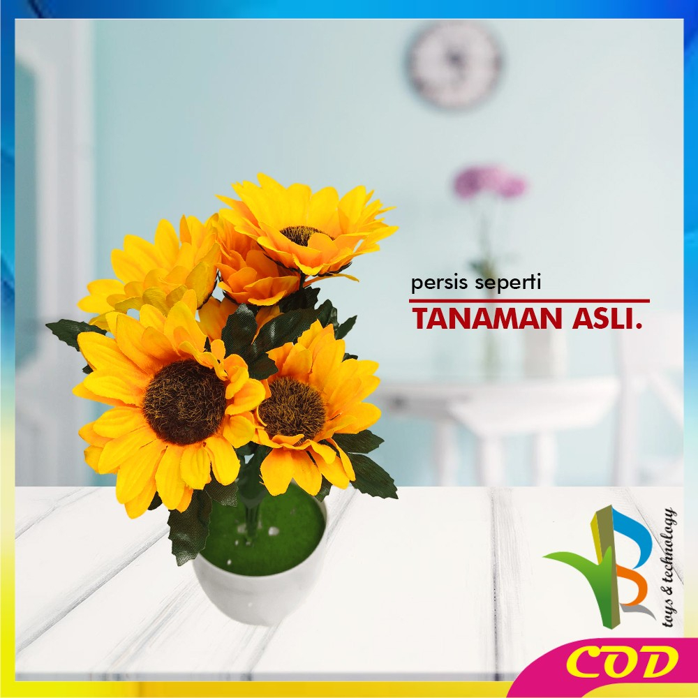 RB-C556 Ornamen Pot Tanaman Bunga Matahari Bunga Hias Dekorasi Rumah Tanaman Artificial Plant Tanaman Hias Plastik