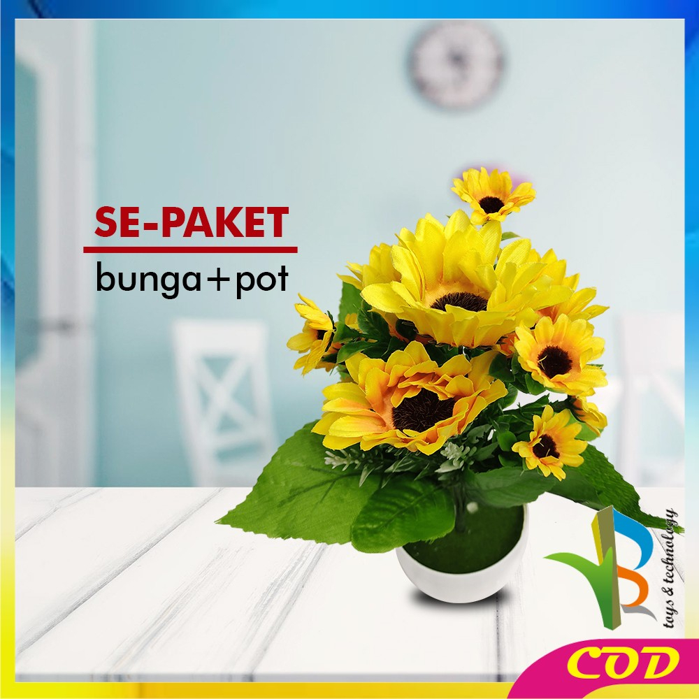 RB-C556 Ornamen Pot Tanaman Bunga Matahari Bunga Hias Dekorasi Rumah Tanaman Artificial Plant Tanaman Hias Plastik