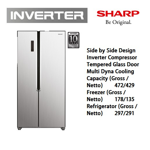 Kulkas Sharp SJIS50M SL SJ IS 50M SL 50 M 472 Liter  Side By Side Inverter Bandung Only