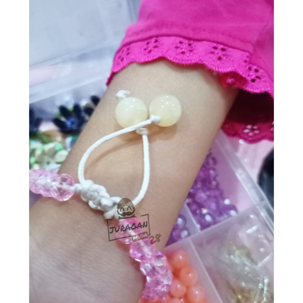 Gelang Tali Cristal Ceko Bunga 1 Liontin Emas Asli karat 10k