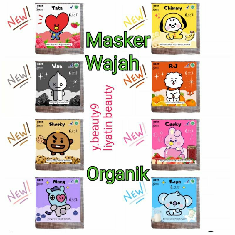 Masker Wajah BT21 Series Masker Anak Masker Dewasa Masker Organik