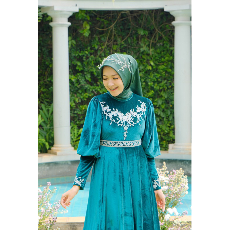 Ounadoutfit Henna luxury dress / dress bludru mewah muslim / baju kondangan wanita / dress lebaran / dress pesta mewah