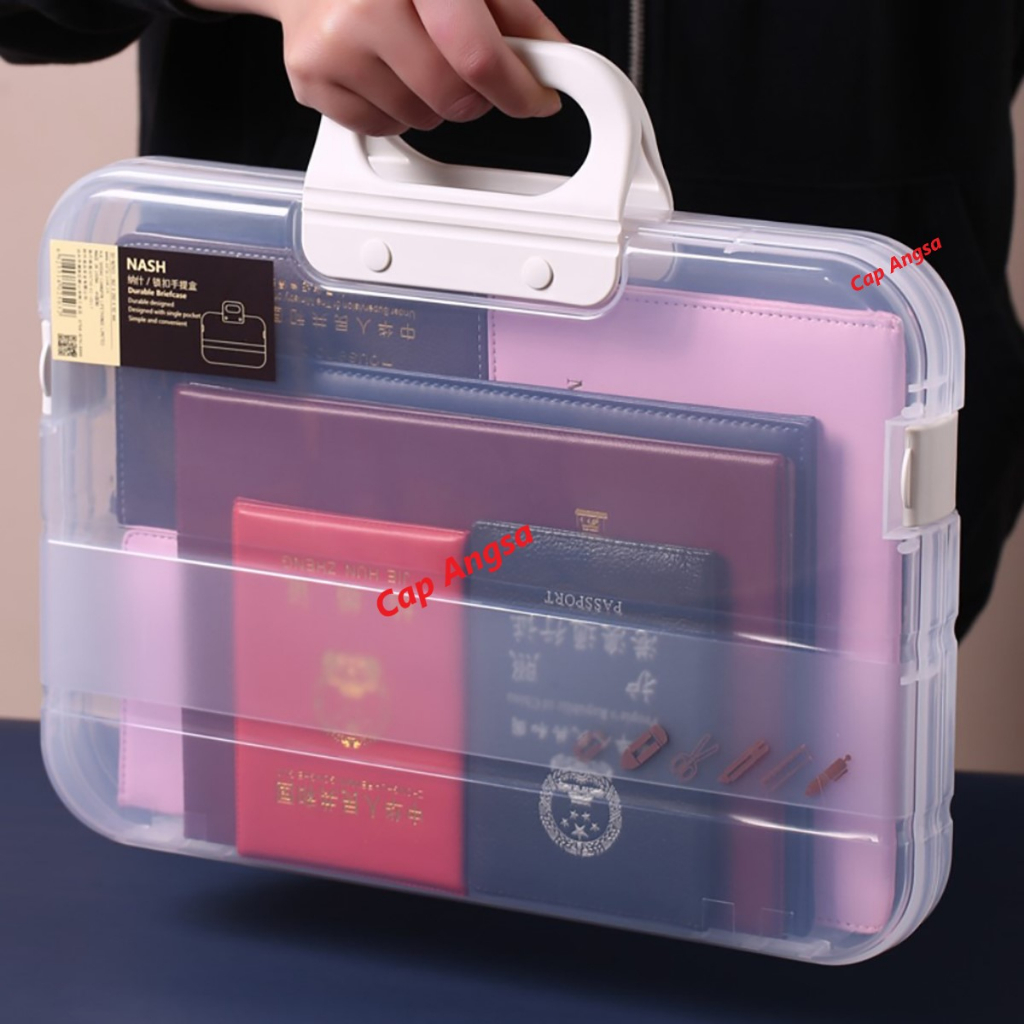 MAP FOLDER TRANSPARAN TRAVEL DOCUMENT BAG FILE STORAGE ORGANIZER ANTI AIR DEBU KOTAK PENYIMPANAN BERKAS ARSIP