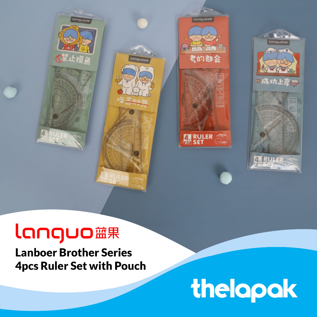 

Set 4pcs Penggaris Languo Lanboer Brothers Series Ruler Set with Pouch