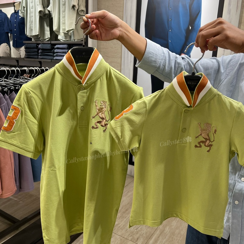 Giordano Couple Polo Shirt Man Lion 3D Dad And Kids Sig Bayleaf Size S,M,L,XL n XXL