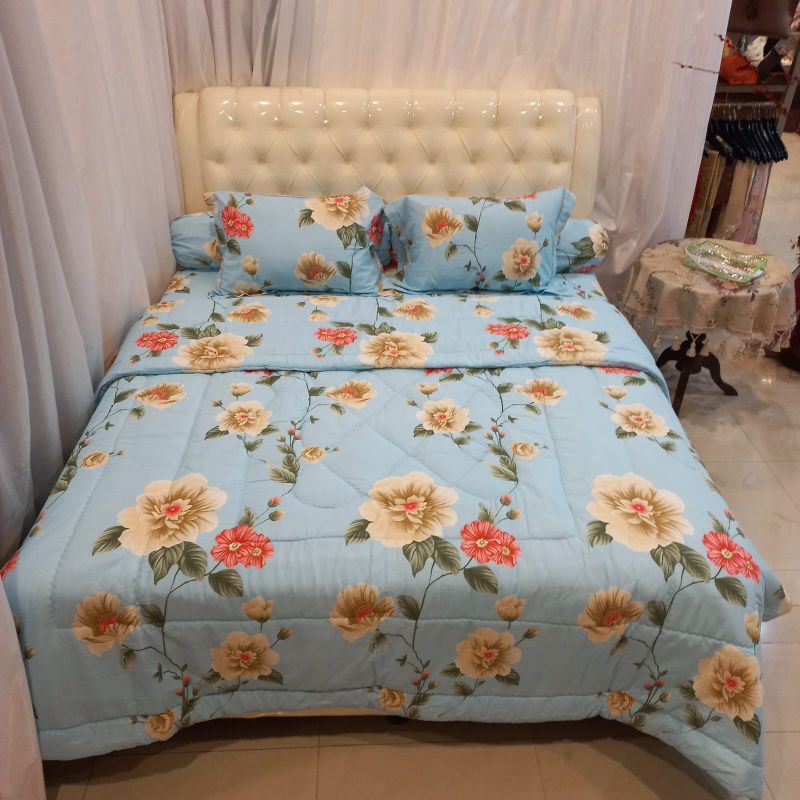 sprei katun star collection Bunga biru