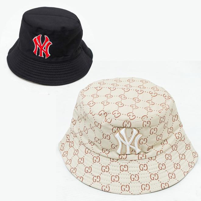 Topi Bucket Hat NY Monogram / Bucket Hat Bolak Balik