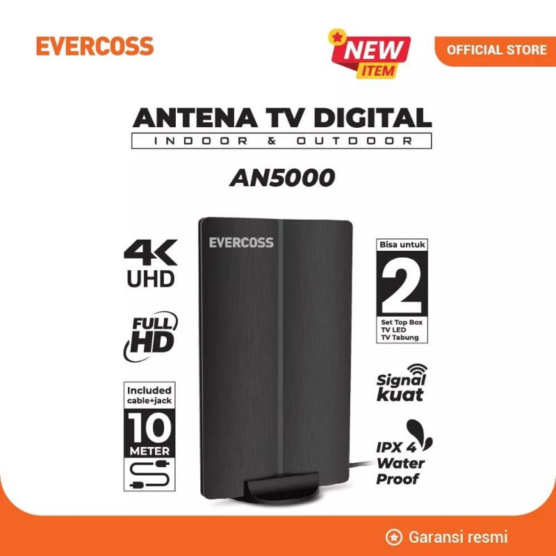 Antena TV Digital Outdoor Indoor EVERCOSS AN5000