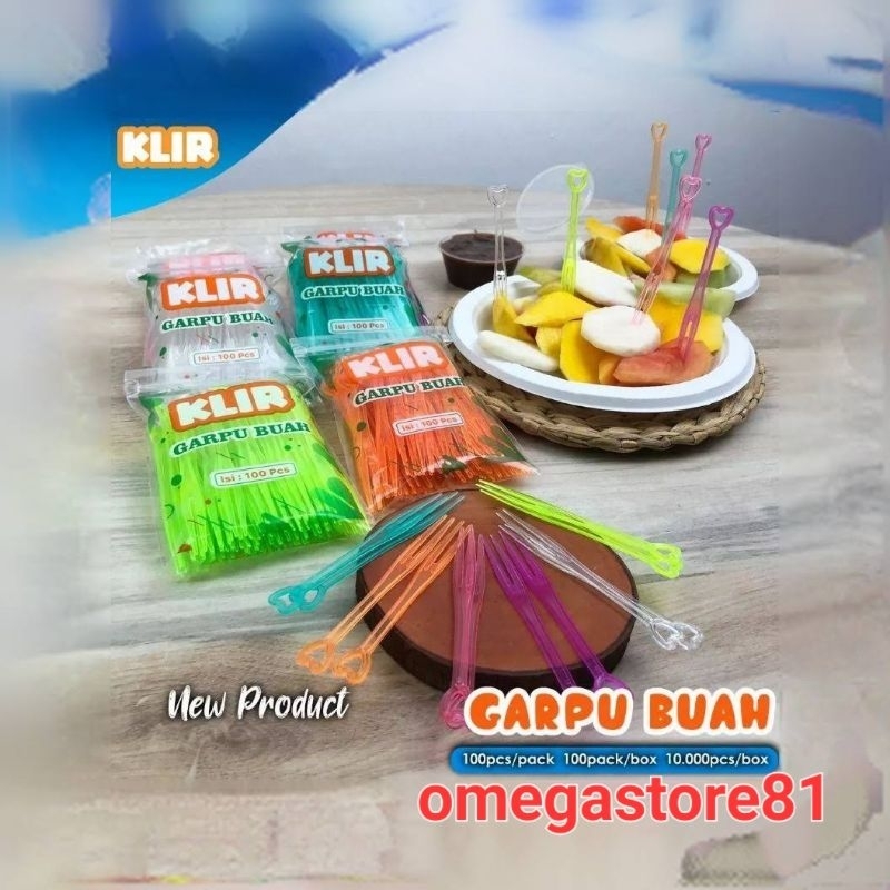 garpu buah klir / garpu kue ulang tahun / garpu plastik warna kecil 100pcs