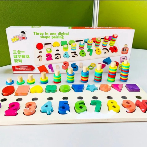 

Unik Mainan Edukasi Anak Puzzle Ring 3 in 1 DIGITAL SHAPE PAIRING Murah