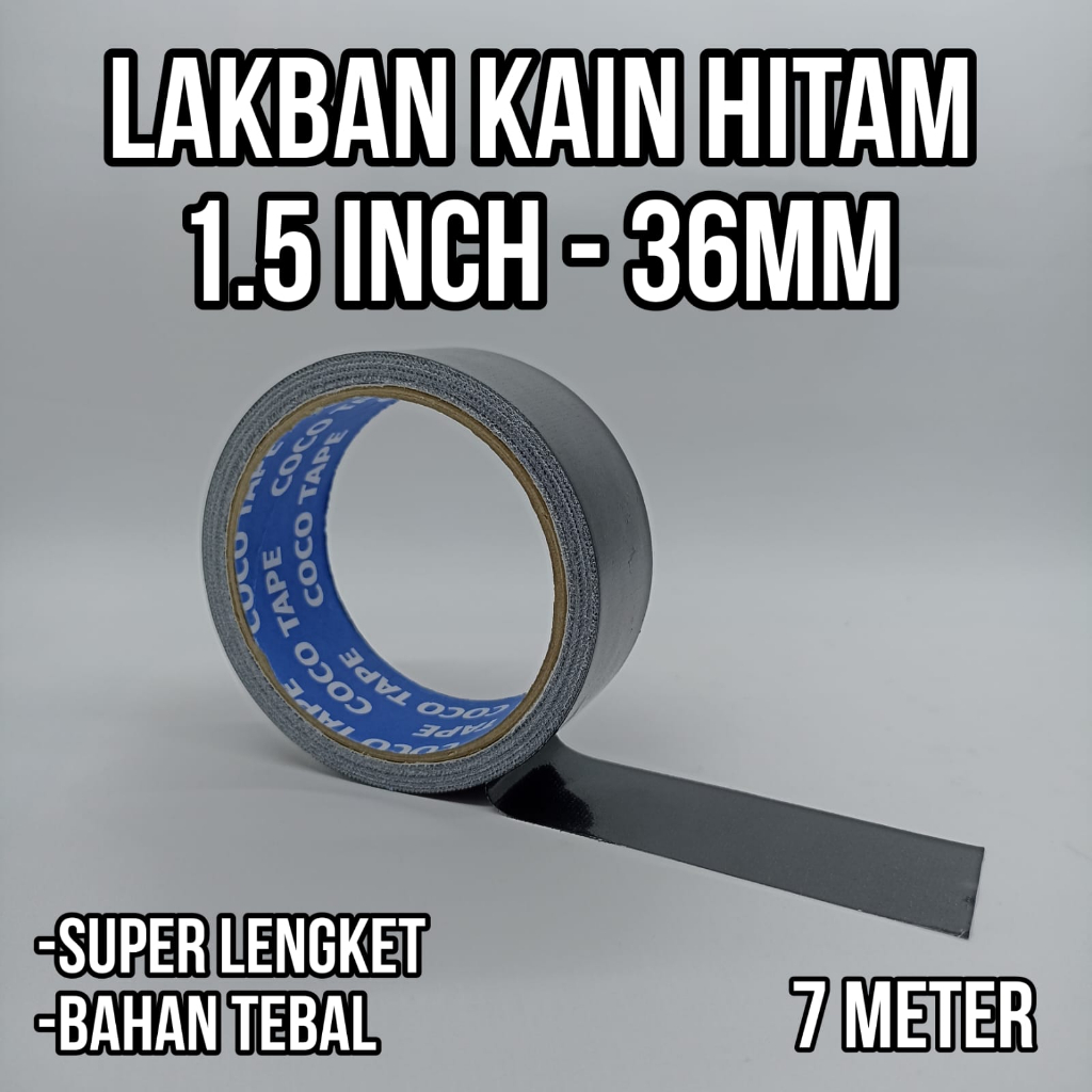 

Lakban Isolasi Kain Hitam Tebal 36 mm 1,5Inch 7 Meter Kualitas Daimaru
