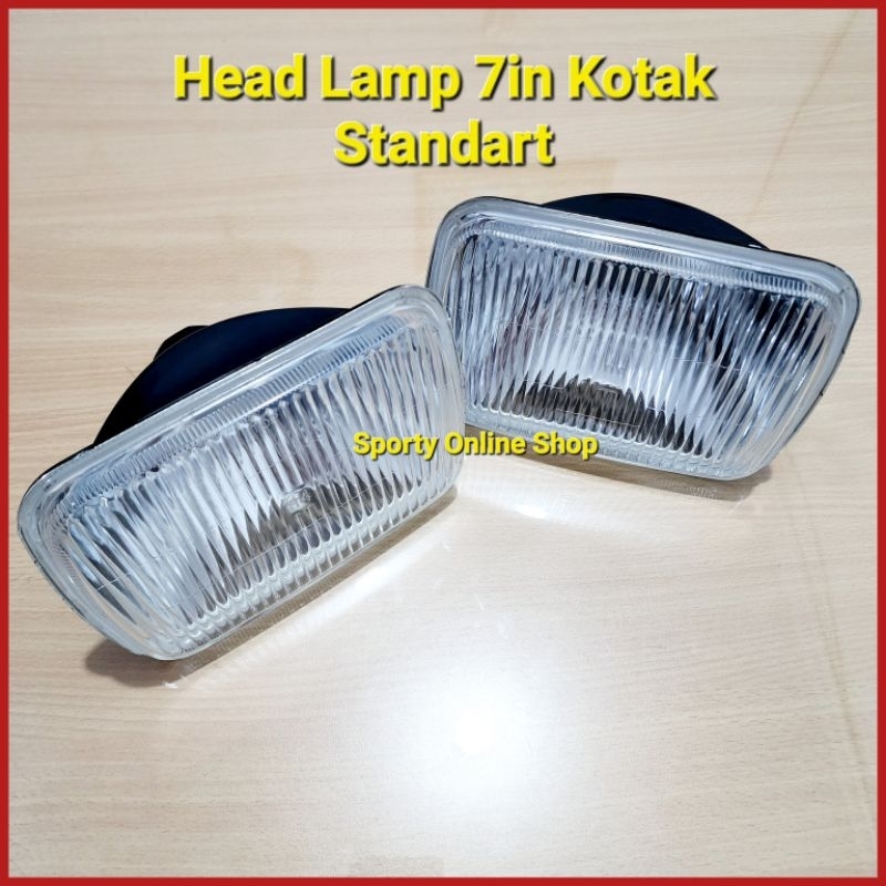 Head Lamp 7in Bulat Kotak Kaca Standart Universal