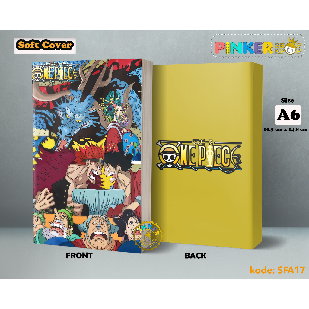 (SFA17) Pocket Note Anime One Piece Komik Cover Wano Red Softcover A6/A5 Buku Tulis catatan Notes Ag