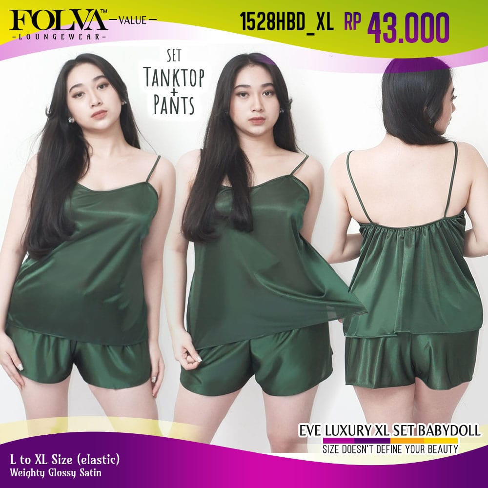 FOLVA Tanktop dress atasan celana pendek wanita satin XL jumbo