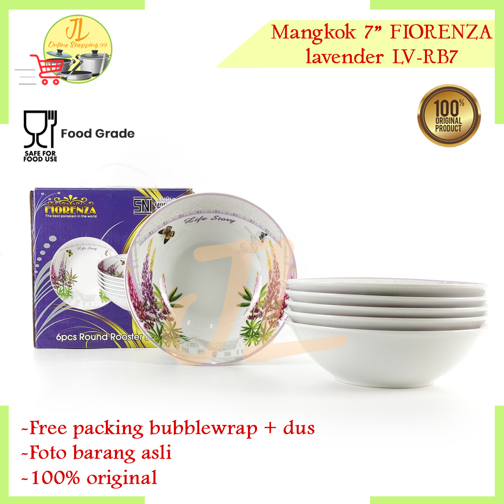 FIORENZA mangkok saji makan 7" / mangkuk set motif lavender LV-RB7 edisi RAMADHAN