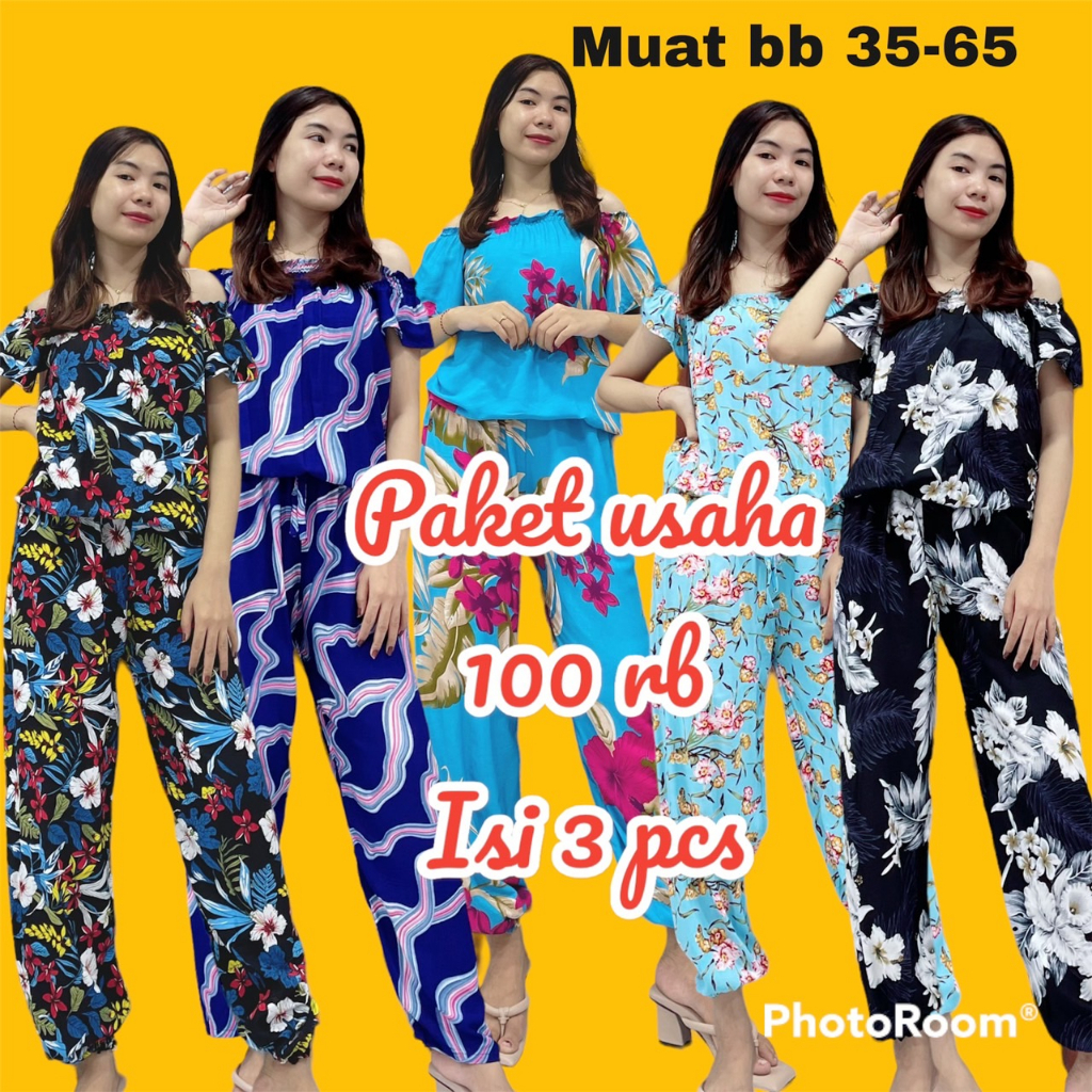 PAKET USAHA JUMPSUIT SABRINA PANJANG 100 RB DAPAT 3 PCS