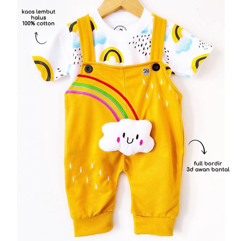 [0-2,5 tahun] SETELAN OVERALL ANAK CELANA CLOUDY RAINBOW FLAMINGO UNICORN / BAJU ANAK UNICORN FLAMINGO OVERALL JUMPSUIT KUDA PONY