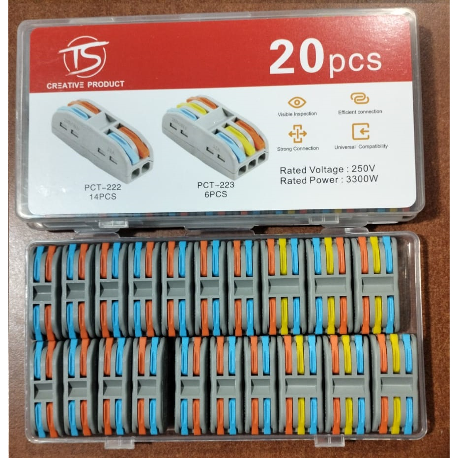 Sambungan Kabel Listrik Quick Connect 2 or 3 Wire Connector Spring Terminal 200w or 3,000w