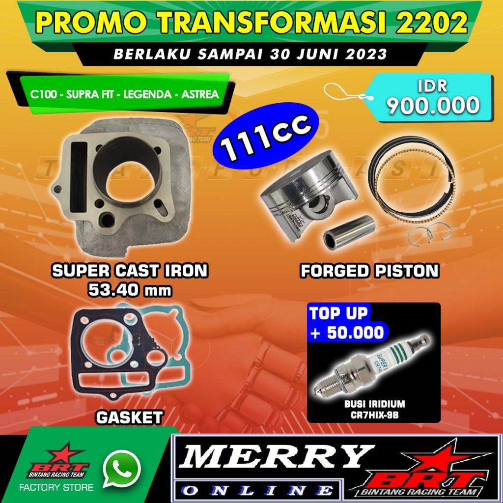 Promo 2202 Bore Up BRT C100 53.40mm Honda C100 / Grand / Legenda 1 2 / GN5