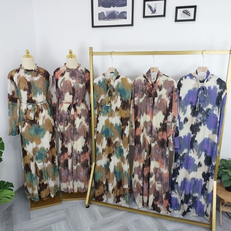 DRESS ABSTRACT SIFON FASHION WANITA IMPORT BANGKOK DYDY CODE S10