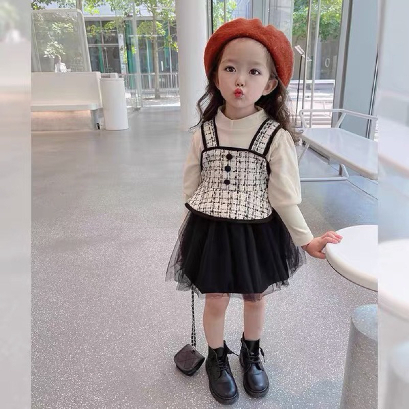 Dress Tweed Anak Import
