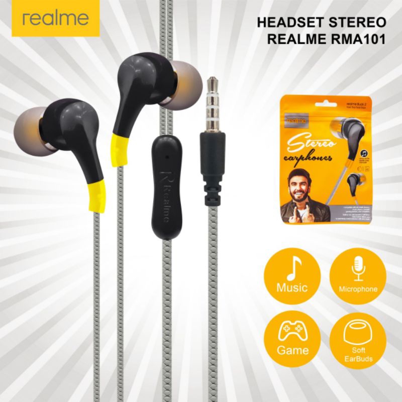 EARPHONE HANDSFREE HEADSET REALME BUDS 2 RMA 101 STEREO SUPER BASS