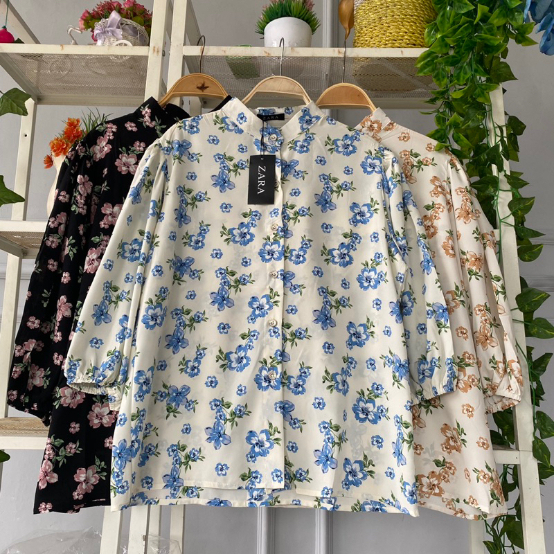 youngmoodis  blouse motif bunga halus ori Import