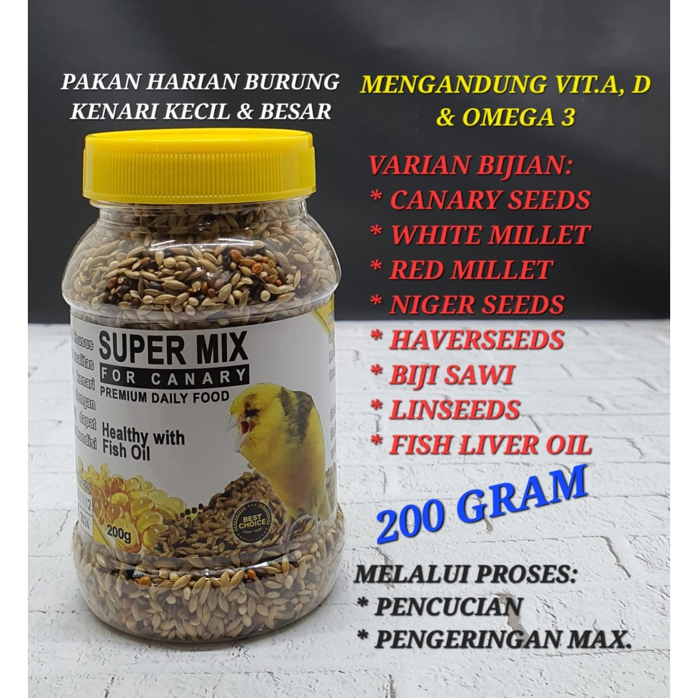 UNIQUE SUPER MIX KENARI PREMIUM 200 GR PAKAN BURUNG KENARI