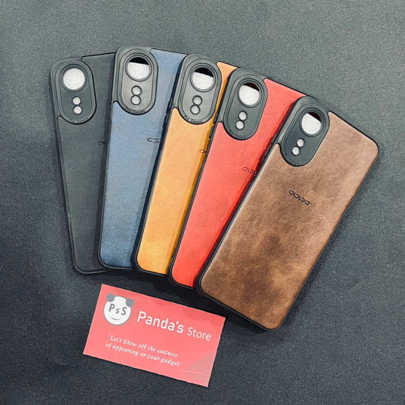 Leather Case Oppo A17 / A17K Softcase Kulit Elegan Casing Slim Fit