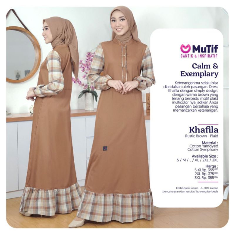 Couple Mutif Khafila dan Khalif Rustic Brown Gamis Khafila Koko Khalif