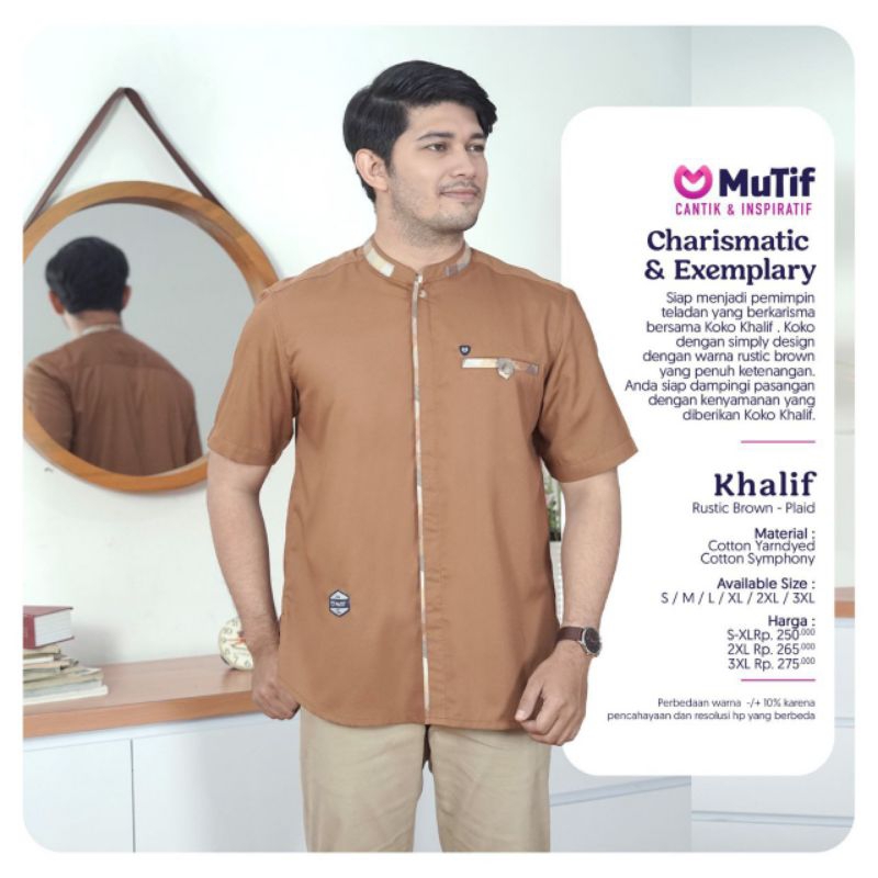 Couple Mutif Khafila dan Khalif Rustic Brown Gamis Khafila Koko Khalif