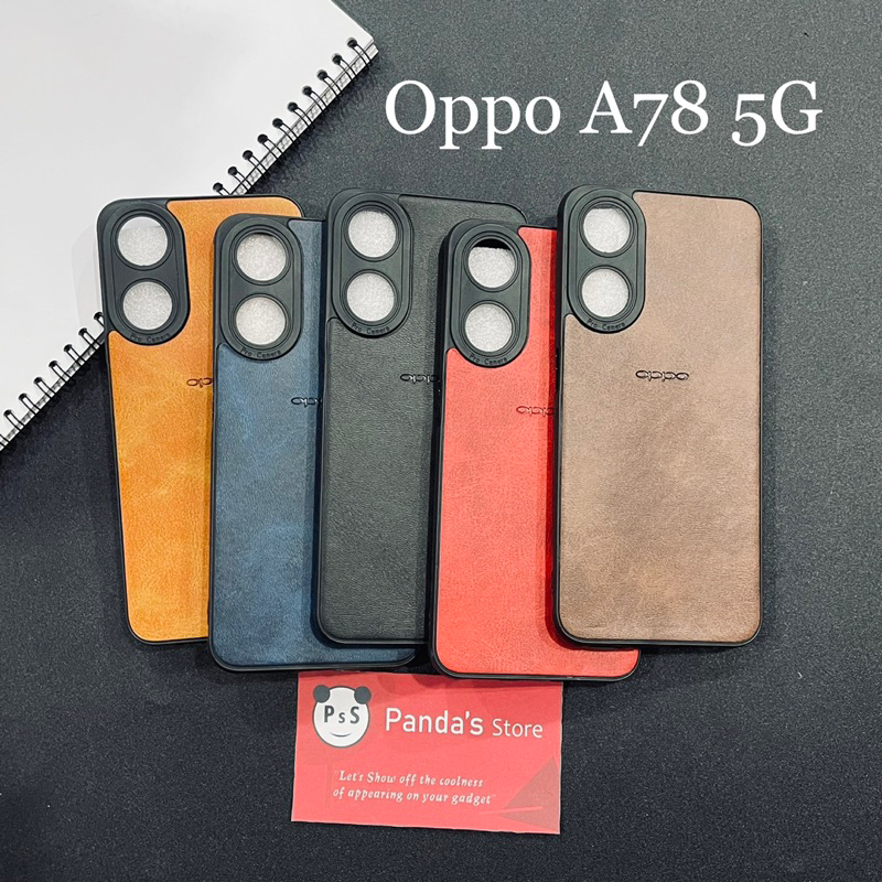 Leather Case Oppo A78 5G Softcase Kulit Elegan Casing Slim Fit