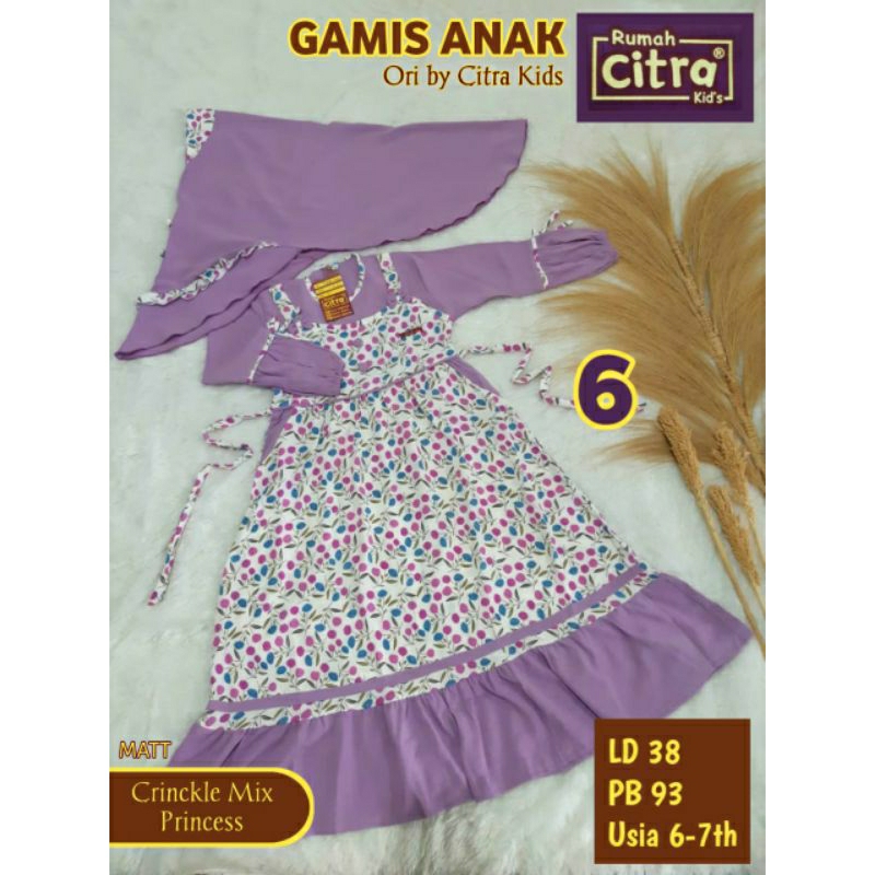 PROMO!!! GAMIS ANAK PEREMPUAN USIA 5- 8 TAHUN. GAMIS CEWEK SYAR'I MUSLIMAH BERKUALITAS. ORI CITRA