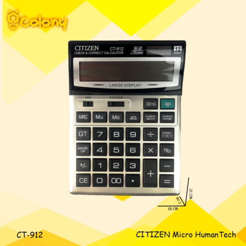 Kalkulator, Kalkulator Murah, Calculator, Asli Ori Citizen CT912 Kalkulator Besar Digital Dagang Sek