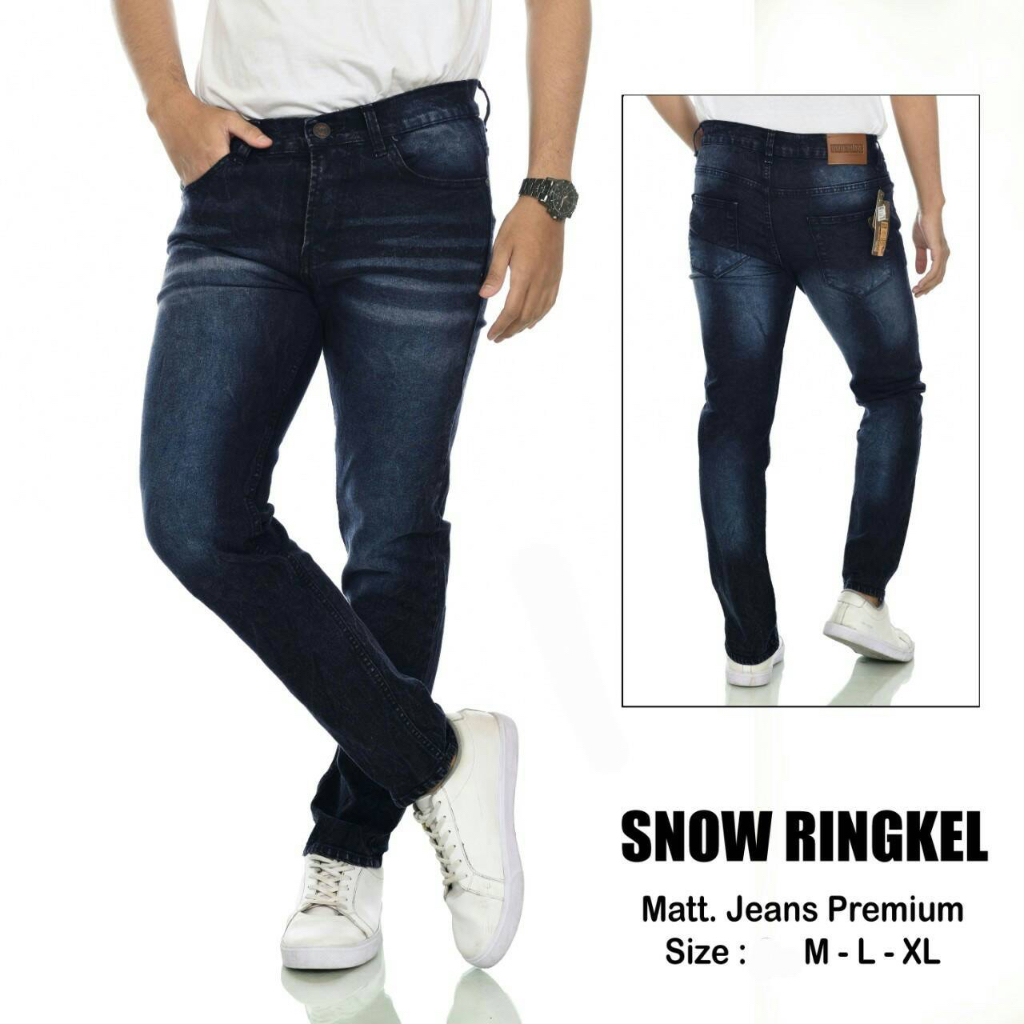 Celana Panjang Jeans Snow Ringkel Celana Panjang Jeans Pria Celana Panjang Jeans Sobek - 02