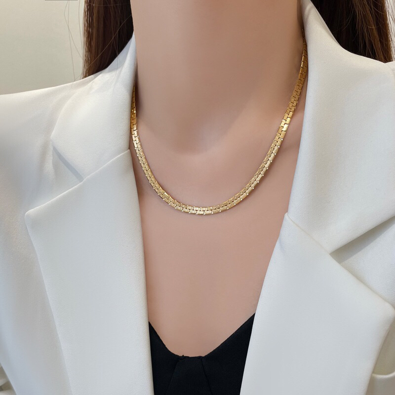 Kalung Titanium Gold Mirip Emas Asli Korea Elegan Fashion Style