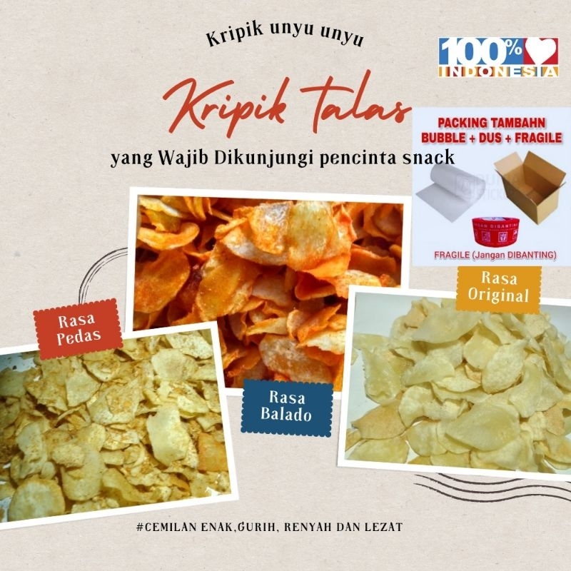 

cemilan enak kripik talas 1kg makanan ringan kering pedas original balado