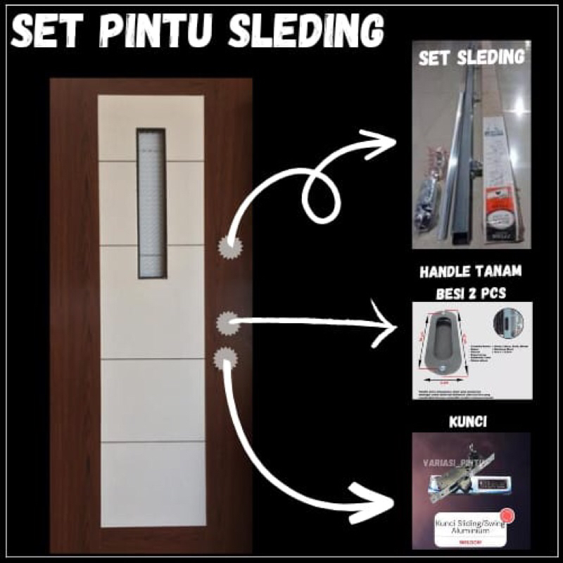 SATU SET PINTU SLEDING TINGGAL PASANG / PINTU SLEDING / SLEDING DOOR / PINTU KAMAR / PINTU RUMAH / PINTU DEPAN / PINTU GESER